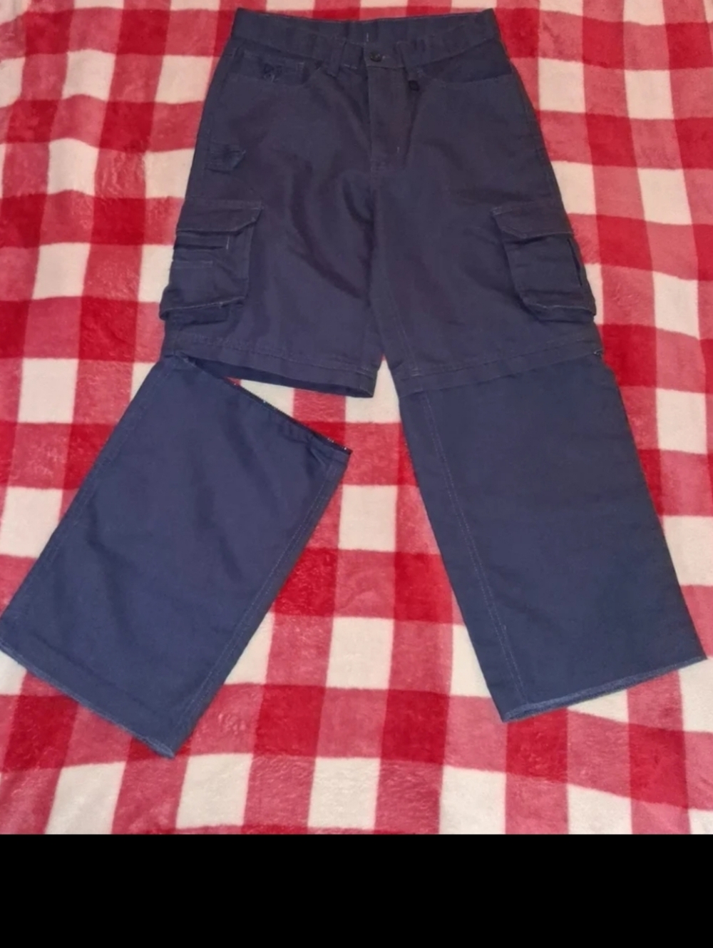 Boy Cub Scouts BSA Switchback Convertible Cargo Pants Shorts Size 8 Navy Uniform - Picture 1 of 14